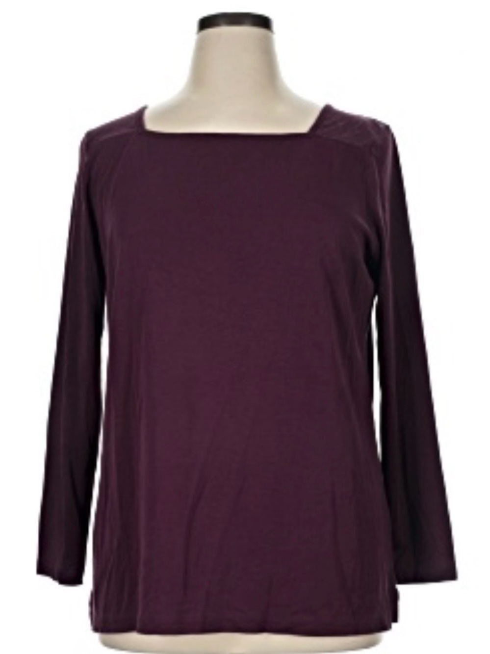 L.L. Beans / NWT/ Women's Petite Long Sleeve Square Neck Top— Berry/ PXL